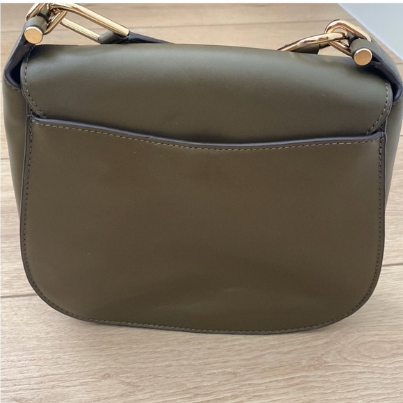 Michael Kors Delfina Olive Green Leather Saddle Bag Purse - Picture 6 of 11